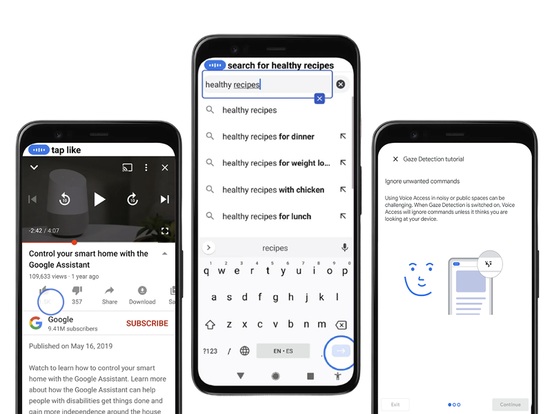 Voice Access showing supervision circle and search results