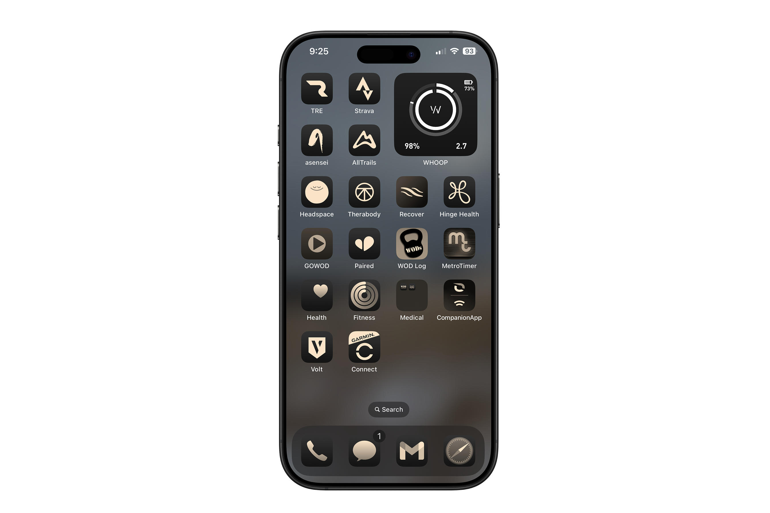 WHOOP widget on iPhone home screen