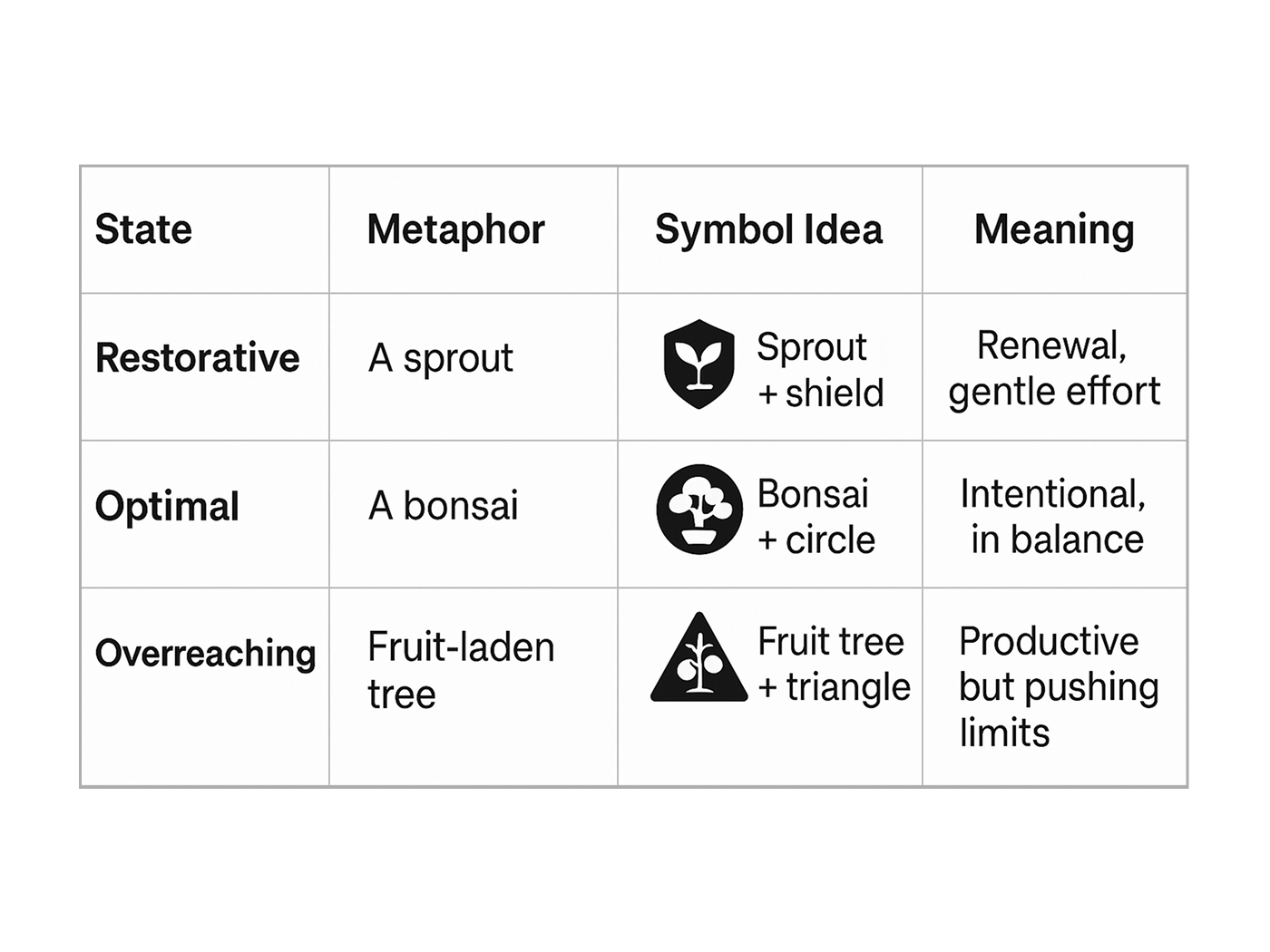 Semiotic mapping table